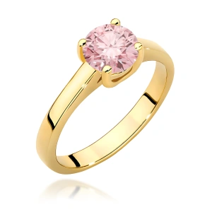 Pierścionek W0544 Diament Laboratoryjny różowy 1,00ct żółte złoto 375