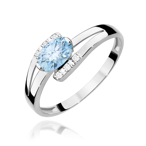 Pierścionek W0119 Diament Laboratoryjny niebieski 0,50ct białe złoto 375