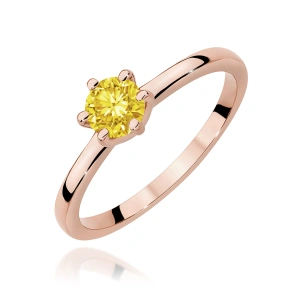 Pierścionek W0535 Diament Laboratoryjny żółty 0,50ct różowe złoto