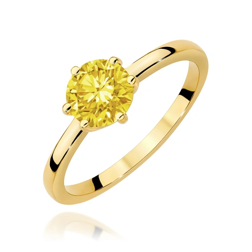 Pierścionek W0535 Diament Laboratoryjny żółty 1,00ct żółte złoto