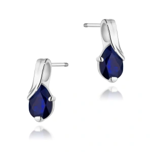 Kolczyki K0578 Szafir 2 x 0.60ct białe złoto sztyft zakręcany