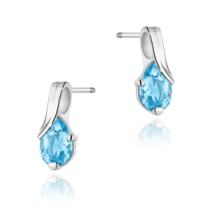 Kolczyki K0578 Topaz 2 x 0.90ct białe złoto sztyft zakręcany