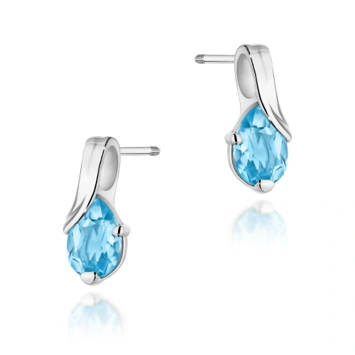 Kolczyki K0578 Topaz 2 x 0.90ct białe złoto sztyft zakręcany