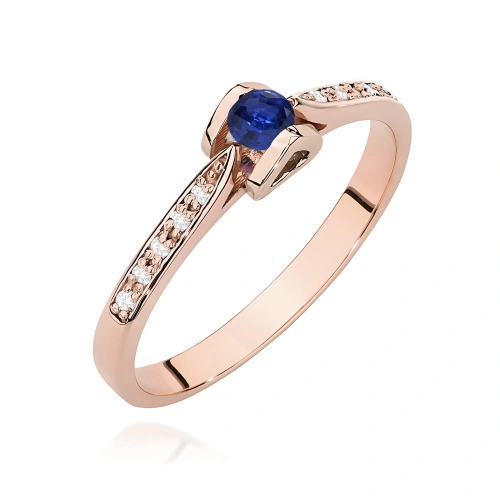 Pierścionek W0435 Szafir 0,15ct różowe złoto
