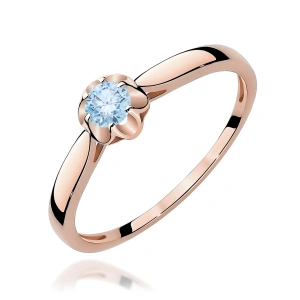 Pierścionek W0062 Diament Laboratoryjny niebieski 0,15ct różowe złoto