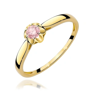 Pierścionek W0062 Diament Laboratoryjny różowy 0,15ct żółte złoto 375