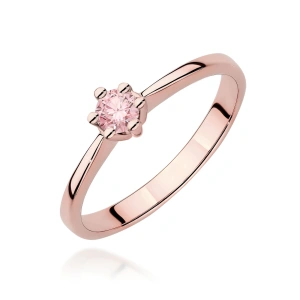 Pierścionek W0256 Diament Laboratoryjny różowy 0,15ct różowe złoto