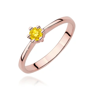 Pierścionek W0256 Diament Laboratoryjny żółty 0,15ct różowe złoto