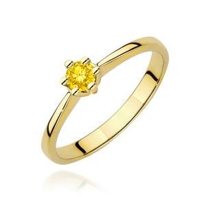Pierścionek W0256 Diament Laboratoryjny żółty 0,15ct żółte złoto