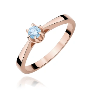 Pierścionek W0295 Diament Laboratoryjny niebieski 0,15ct różowe złoto