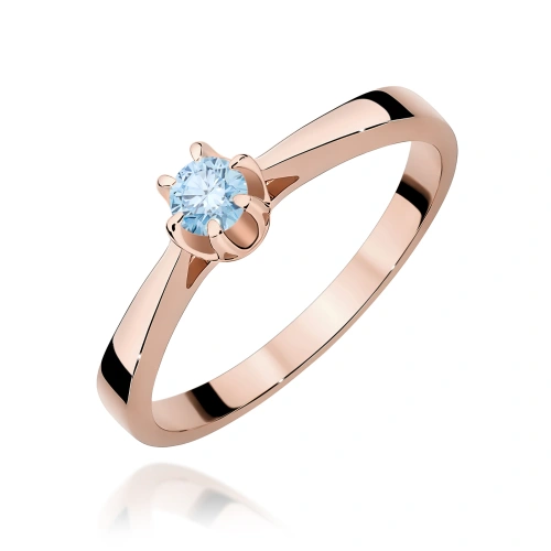 Ring W0295 Blauer Laborgezüchteter Diamant 0,15ct Roségold