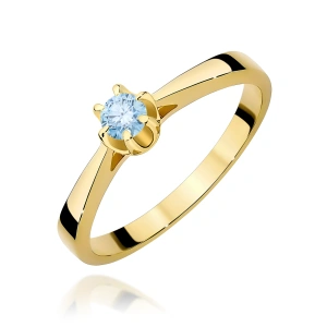 Pierścionek W0295 Diament Laboratoryjny niebieski 0,15ct żółte złoto 375