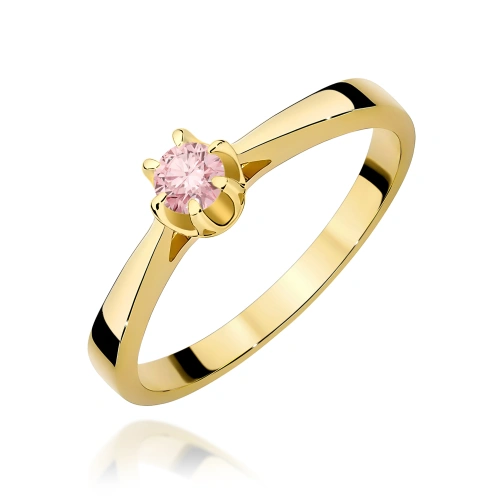 Ring W0295 Rosa Laborgezüchteter Diamant 0,15ct Gelbgold