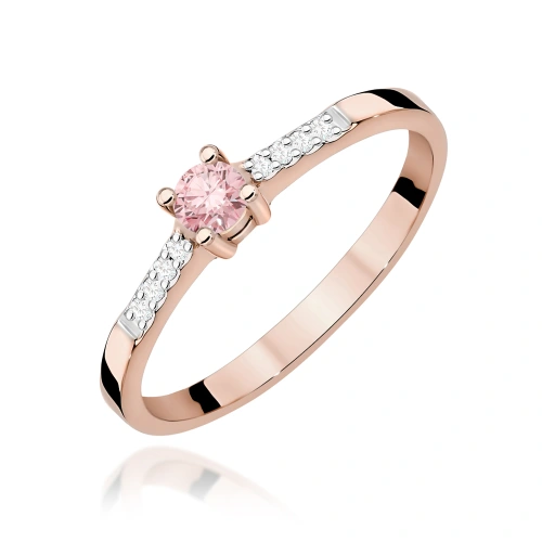 Prsten W0382 Růžový laboratorní diamant 0.15ct Růžové zlato