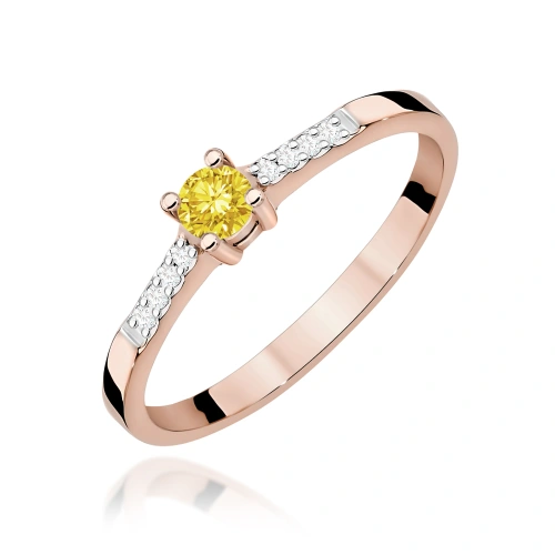Prsten W0382 Žlutý laboratorní diamant 0.15ct Růžové zlato
