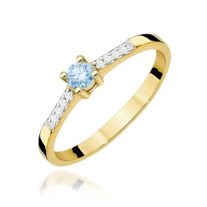 Pierścionek W0382 Diament Laboratoryjny niebieski 0.15ct żółte złoto