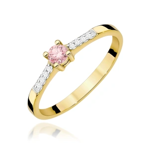 Pierścionek W0382 Diament Laboratoryjny różowy 0.15ct żółte złoto