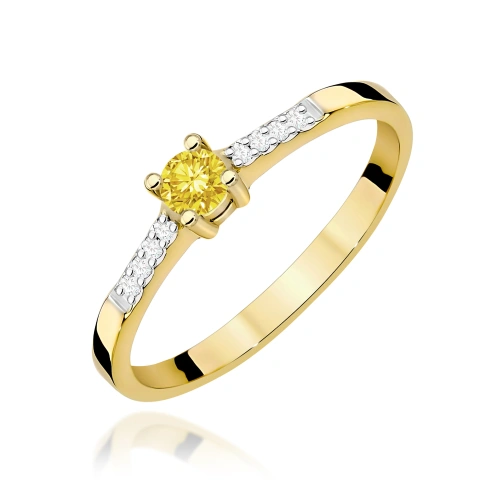 Ring W0382 Gelber Laborgezüchteter Diamant 0.15ct Gelbgold 375