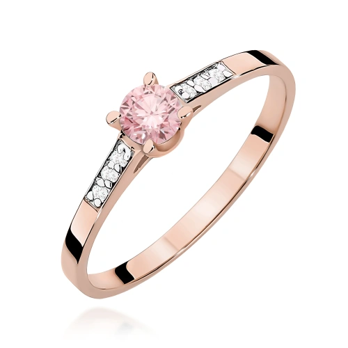 Prsten W0399 Laboratorní diamant růžový 0.15ct Růžové zlato