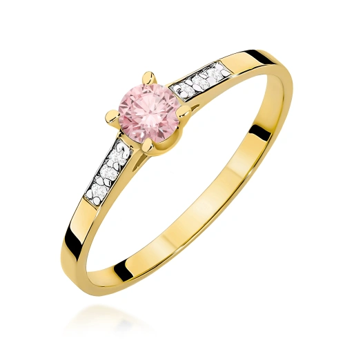 Prsten W0399 Laboratorní diamant růžový 0.15ct Žluté zlato