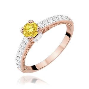 Pierścionek W0439 Diament Laboratoryjny żółty 0,30ct różowe złoto